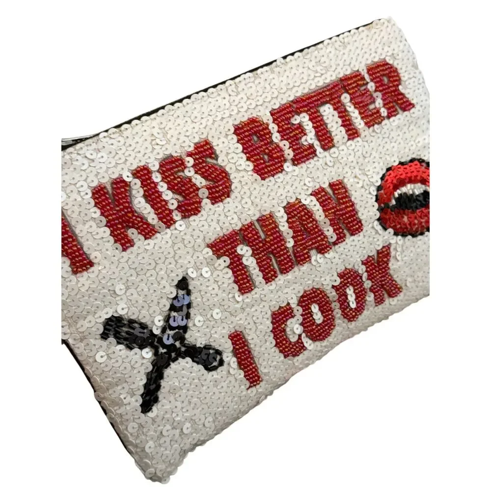 House of MUA MUA Sequin Clutch Wristlet Hand Embroidered Designer Italian Bag